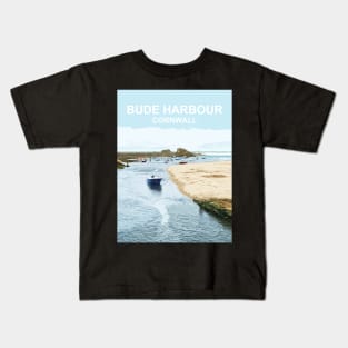 Bude Harbour Cornwall.  Cornish gift Kernow Travel location poster Kids T-Shirt